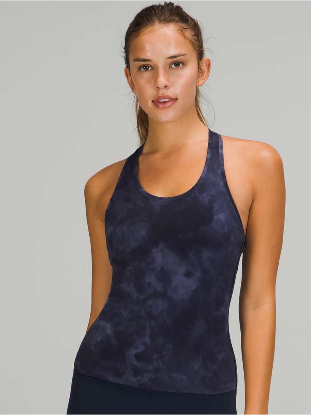 Lululemon Cool Racerback Tank Shorter Length -Diamond Dye Asphalt Grey True Navy